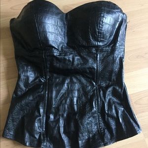 Bustier Faux Leather Top - Corset Style